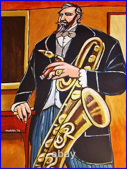 ADOLPHE SAX PRINT poster cigar soprano alto tenor baritone saxophone german sax