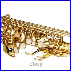 Alto Eb Saxophone Sax Gold Hand Engraved Bell Decoration+Mouthpieces+Gloves