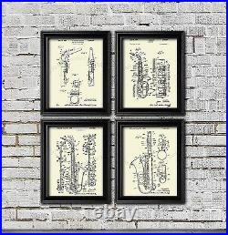 Alto Saxophone Alto Sax Patent set of 4 Unframed art prints music room decor