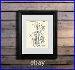 Alto Saxophone Alto Sax Patent set of 4 Unframed art prints music room decor