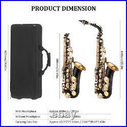 Alto Saxophone Brass Black Paint Eb E-flat Sax Woodwind Instrument + Case P0X9