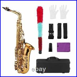 Alto Saxophone Brass Golden Eb Sax Woodwind Instrument with Carry Case Kit S5C1