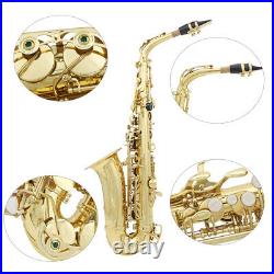 Alto Saxophone Brass Lacquered Gold Eb Sax Woodwind Instrument + Carry Case X4P9