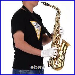 Alto Saxophone Brass Lacquered Gold Eb Sax Woodwind Instrument with Case F1K0