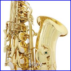 Alto Saxophone Brass Lacquered Gold Eb Sax with Padded Bag Cleaning Brush W3K8