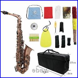 Alto Saxophone Eb E-Flat Sax Red Bronze Carve Pattern with Carry Case Set A4Y7