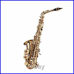 Alto Saxophone Eb Sax Brass Lacquered Gold 802 Key Type with Carry Case X0M9