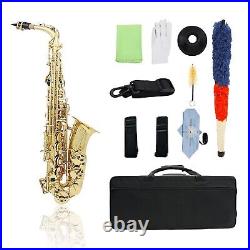 Alto Saxophone Eb Sax Brass Lacquered Gold Instrument + Carry Case Care Kit M1M0