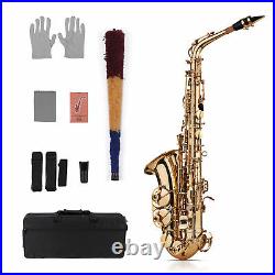 Alto Saxophone Eb Sax rass Lacquered Gold 802 Key with Padded Carry Case Q1M7