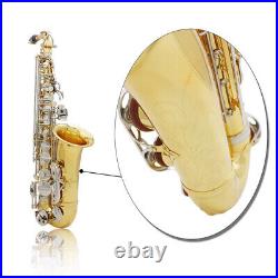 Alto Saxophone Glossy Brass Engraved Eb E Flat Sax Woodwind Instrument D2M9