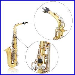 Alto Saxophone Glossy Brass Engraved Eb E-Flat Sax with Carry Case Care Kit T3A8
