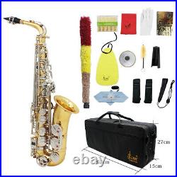 Alto Saxophone Glossy Brass Engraved Eb E-Flat Sax with Case Mouthpiece Kit F4F2