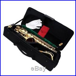Alto Saxophone Sax Eb Be Flat Brass Carved Pattern Glove+Strap+Accessories Gold