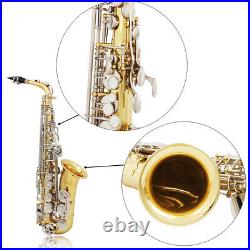Alto Saxophone Sax Glossy Brass Engraved Eb E-Flat Sax with Case Care Kit Q0V8