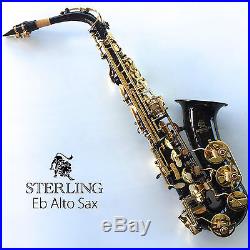 BLACK ALTO SAX BRAND NEW Eb STERLING Saxophone With Case Special