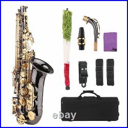 Brass Alto Saxophone Eb E Flat Sax Set with Carry Case Mouthpiece Care Kit W1D0
