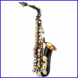 Brass Eb Alto Saxophone Black Paint E-flat Sax Students Woodwind Instrument C2Q7