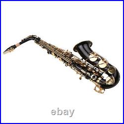Brass Eb Alto Saxophone Black Paint E-flat Sax with Carry Case for Students N2L4
