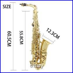 Brass Eb Alto Saxophone Sax Lacquered Gold Woodwind Instrument With Carry Cas A1