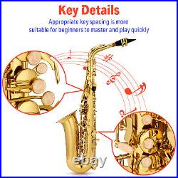 Donner Alto Saxophone Gold Lacquer E Flat F Key Saxaphone Close Hole SAX with Bag