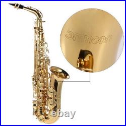 Eb Alto Saxophone Brass Lacquered Gold E Flat Sax 802 Key Woodwind + Case U4Y7
