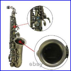 Eb E-flat Alto Saxophone Antique Finish Bend Sax Woodwind Instrument withCase H0V0