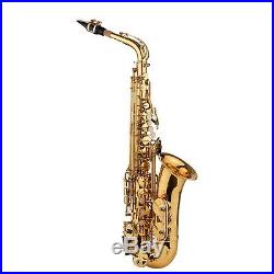 Golden Alto Saxophone Eb Sax Brass Body Woodwind Instrument with Carry Case Y9X2