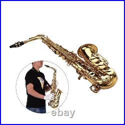 Golden Eb Alto Saxophone Sax Brass Woodwind Instrument with Carry Case P4X0