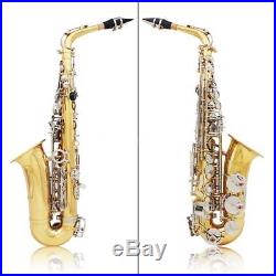 LADE Alto Saxophone Sax Glossy Brass Engraved Eb E-Flat with Case R2F8