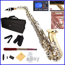 Mendini 2-tone Alto Saxophone Sax Gold Body Nickel Key +tuner+case+carekit