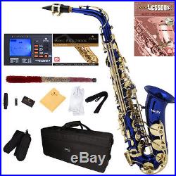 Mendini Blue Lacquered Eb Alto Saxophone Sax +Tuner+CareKit+Case+Book MAS-BL