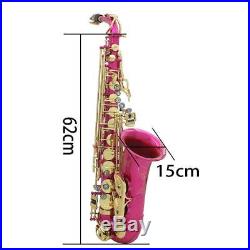 New LADE Alto Saxophone Sax with Case Gloves Cloth Grease Belt BrushRose Red