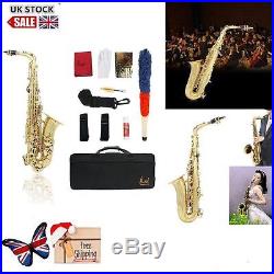 New Pro Professional Eb Alto Sax Saxophone Paint Gold with Case and Accessories