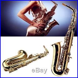 New Pro Professional Eb Alto Sax Saxophone Paint Gold with Case and Accessories