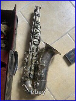 Old Saxophone HESS Nickel Silver B&S Eb Collector Music Klingenthal i. Sa Saxophones