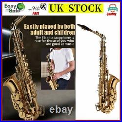 Pro Alto Eb Sax Saxophone Brass Golden Set with Case Mouthpiece Grease For Adult