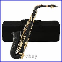 Professional Alto Eb Saxophone Sax Gold with Mouth Hoop Clip Storage Bag Brush