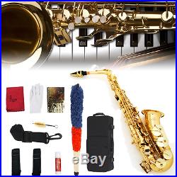 Professional Eb Alto Sax Saxophone Beginner Paint Gold with Case and Accessories