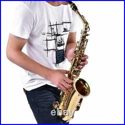 Professional Golden Alto Eb Saxophone Sax Set+Case With Mouthpiece, Grease, Wipe