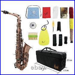Professional Red Bronze Bend Eb E-flat Alto Saxophone Sax + Case+ Strap S2D6