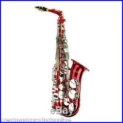 Red Beginner Student High School Band Alto Saxophone Sax Outfit + Case