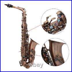 Red Bronze Bend Eb E-flat Alto Saxophone Sax Abalone Shell Key +Case Gloves B8Q1