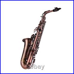 Red Bronze Bent Eb Alto Saxophone Brass Beginner E-flat Sax + Carry Case M1A0
