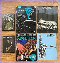 Sakkusu Alto Saxophone (Sax. Co. Uk) with accessories, books and DVDs