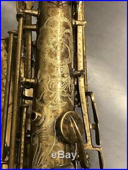 Vintage Pan American Alto Sax Saxophone Used To Practice Engraving Doesnt Play