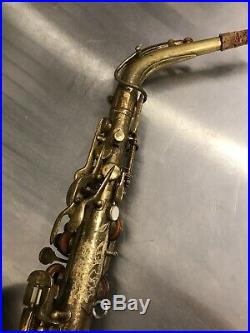 Vintage Pan American Alto Sax Saxophone Used To Practice Engraving Doesnt Play