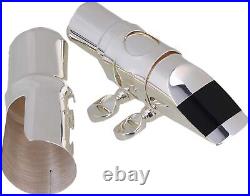 Yibuy Silver #6 Alto Sax Mouthpiece with Cap Ligature for E Flat Alto Saxophone